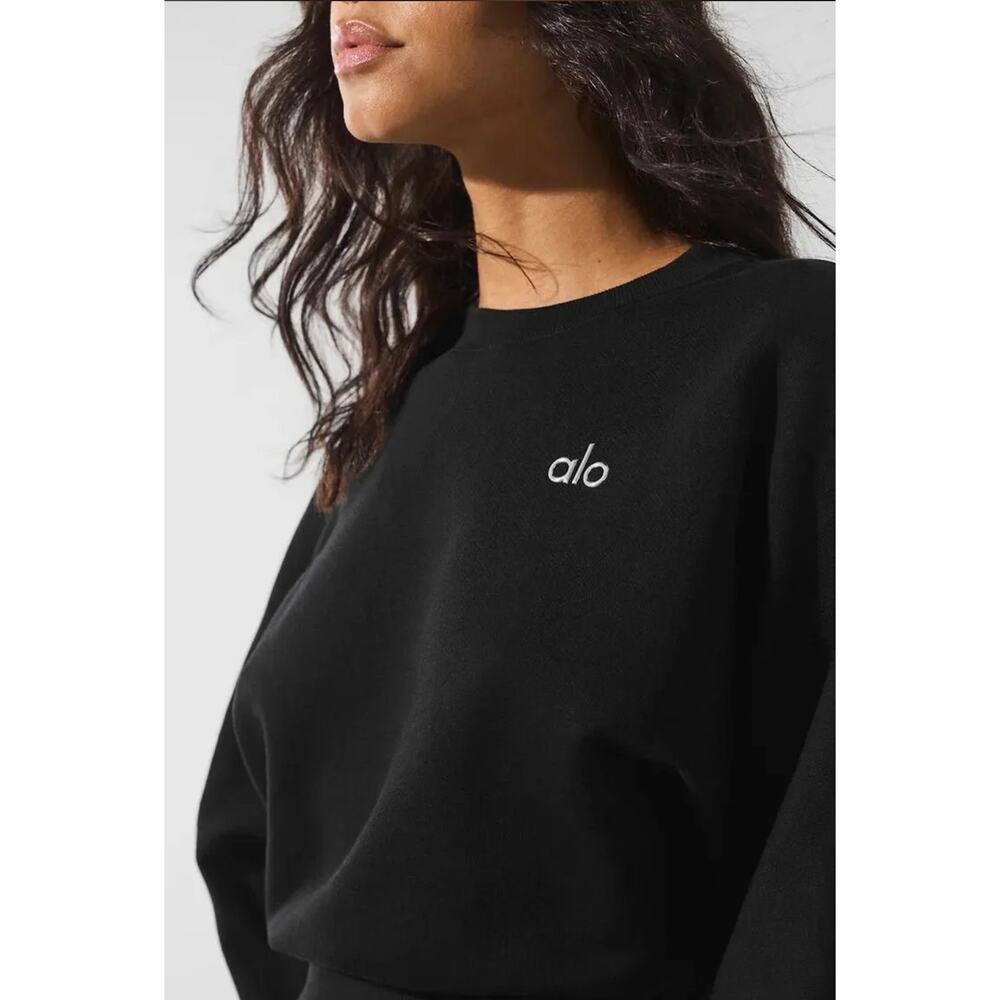 Alo Accolade Cropped Pullover Black NWT Size XS NWT